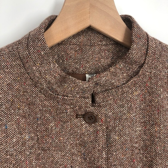 VINTAGE PAT HILTON Tweed Suit Jacket Blazer Brown Puff Embroidered Size 7/8 - Picture 5 of 13